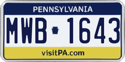 PA license plate MWB1643