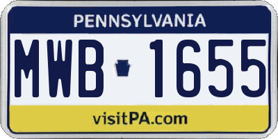PA license plate MWB1655