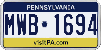 PA license plate MWB1694