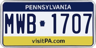 PA license plate MWB1707