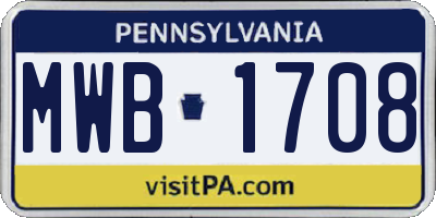 PA license plate MWB1708