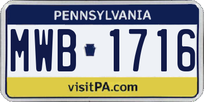 PA license plate MWB1716