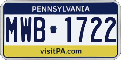 PA license plate MWB1722