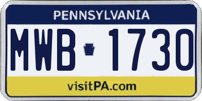 PA license plate MWB1730