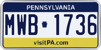 PA license plate MWB1736