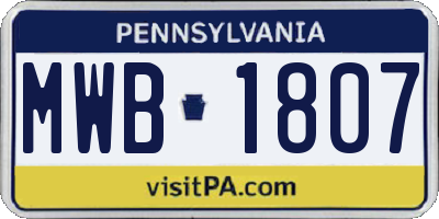PA license plate MWB1807