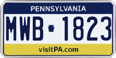 PA license plate MWB1823