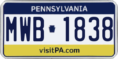 PA license plate MWB1838