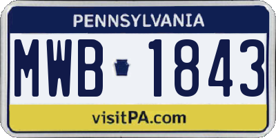 PA license plate MWB1843