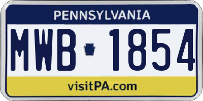 PA license plate MWB1854