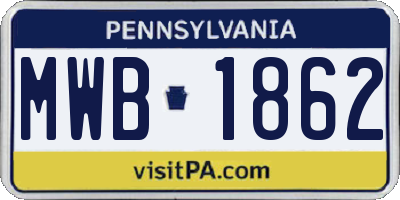PA license plate MWB1862