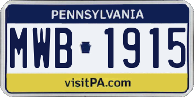 PA license plate MWB1915