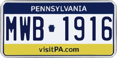 PA license plate MWB1916