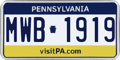 PA license plate MWB1919