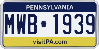 PA license plate MWB1939