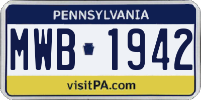 PA license plate MWB1942