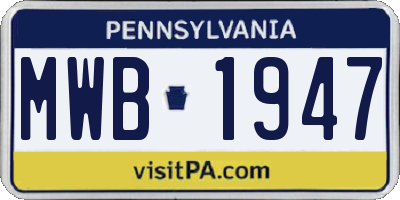 PA license plate MWB1947