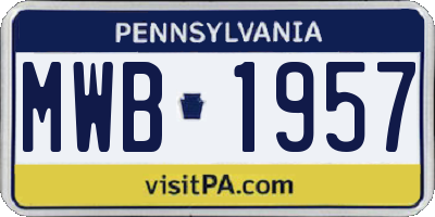 PA license plate MWB1957