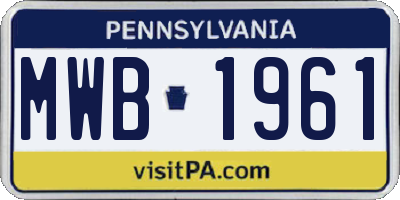 PA license plate MWB1961