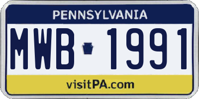 PA license plate MWB1991