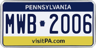 PA license plate MWB2006