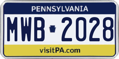 PA license plate MWB2028