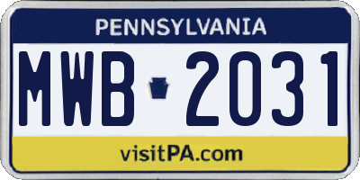 PA license plate MWB2031