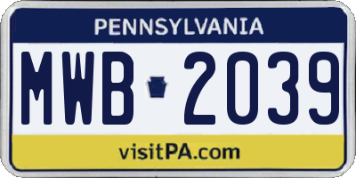 PA license plate MWB2039