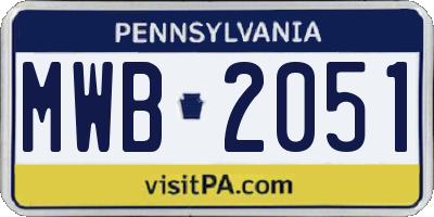 PA license plate MWB2051
