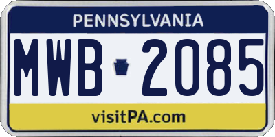 PA license plate MWB2085