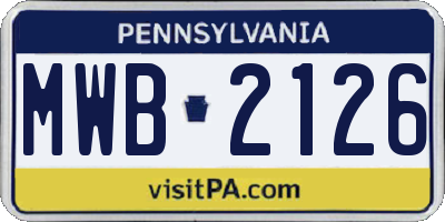 PA license plate MWB2126