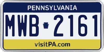 PA license plate MWB2161