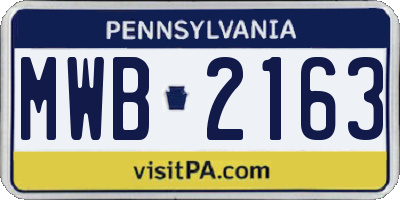 PA license plate MWB2163