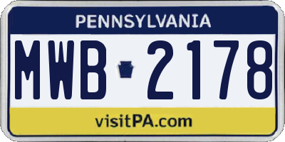 PA license plate MWB2178