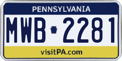 PA license plate MWB2281