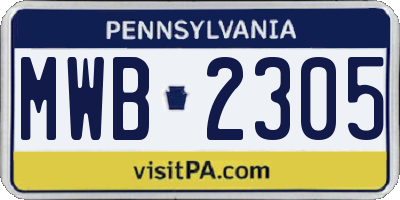 PA license plate MWB2305