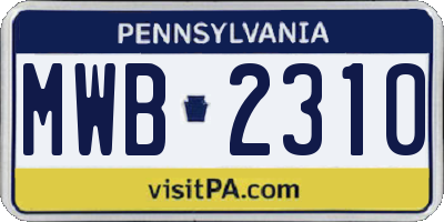 PA license plate MWB2310