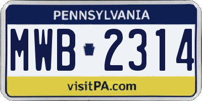 PA license plate MWB2314