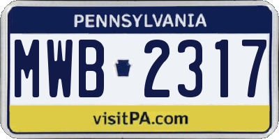 PA license plate MWB2317