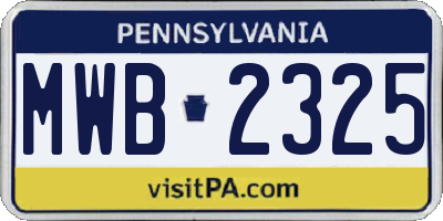 PA license plate MWB2325
