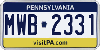 PA license plate MWB2331