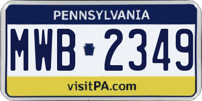 PA license plate MWB2349