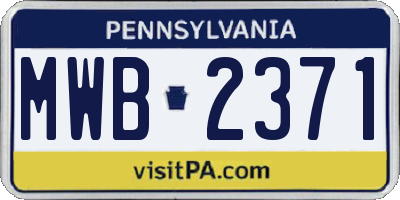 PA license plate MWB2371
