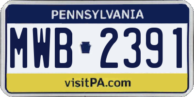 PA license plate MWB2391