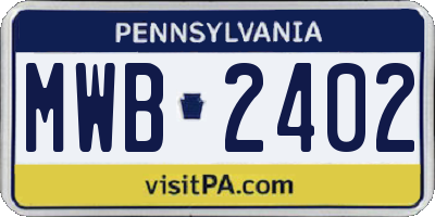 PA license plate MWB2402