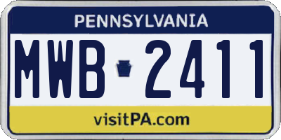 PA license plate MWB2411