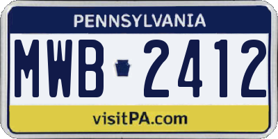 PA license plate MWB2412