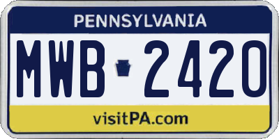 PA license plate MWB2420