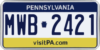 PA license plate MWB2421