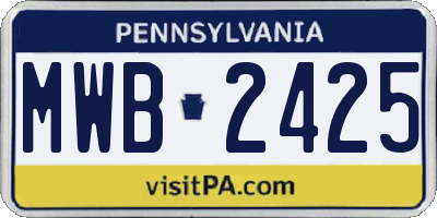 PA license plate MWB2425